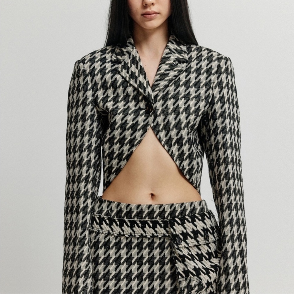 Houndstooth Patterned Women's Jacket